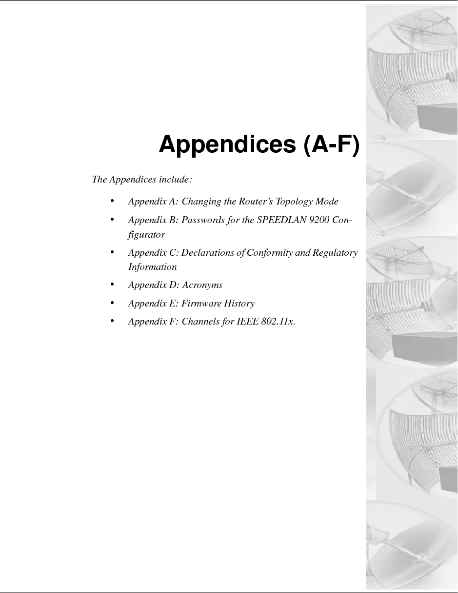 SPEEDLAN 8100 &amp; 8200 Installation and Operation User Guide  -2 Appendices (A-F)            