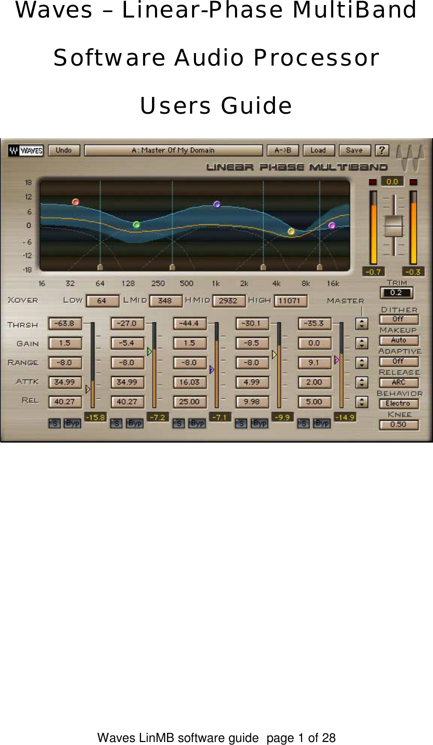 Waves Linear Phase Multiband Software Audio Processor Users Manual LinMB