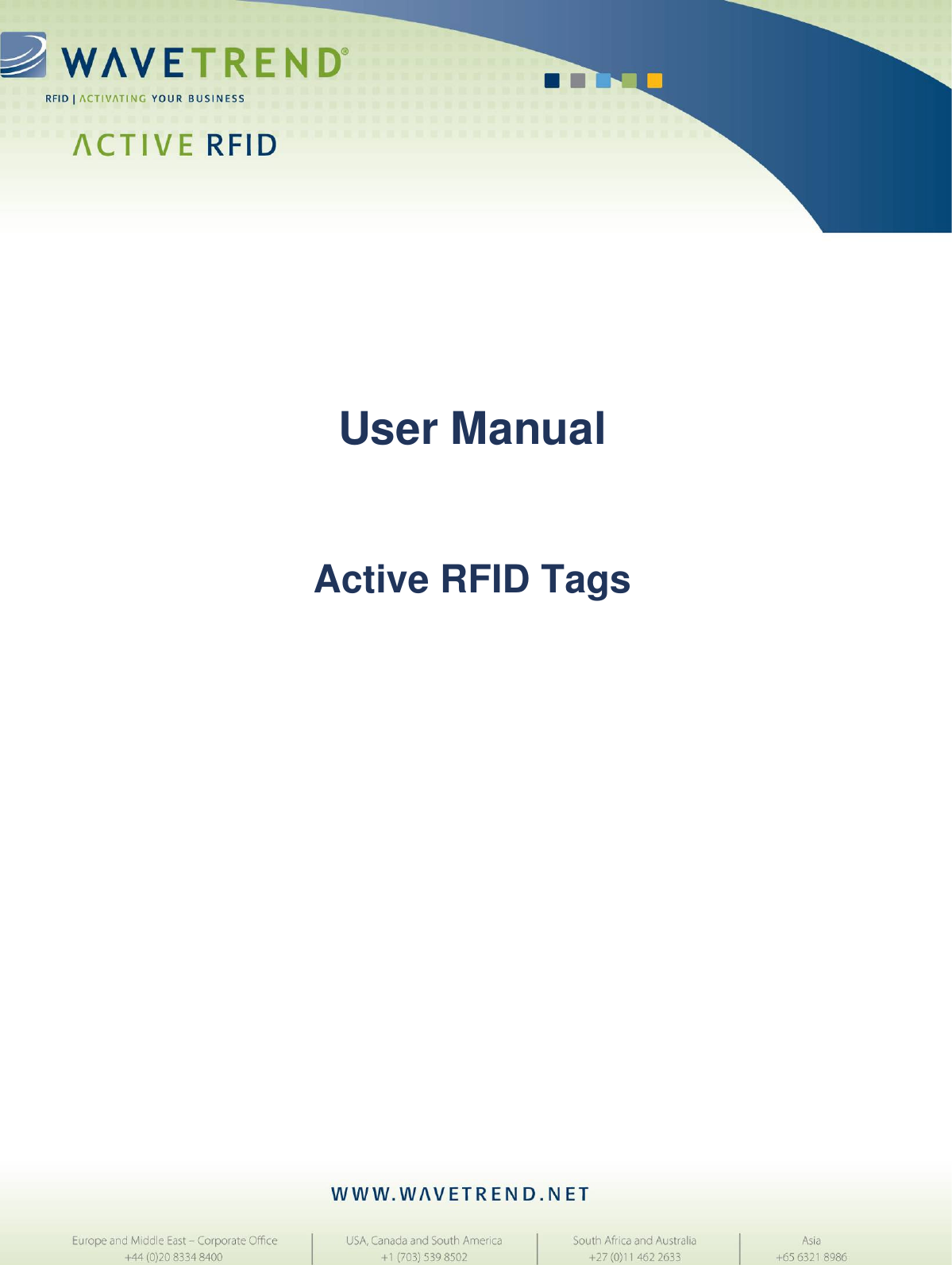           User Manual   Active RFID Tags                    