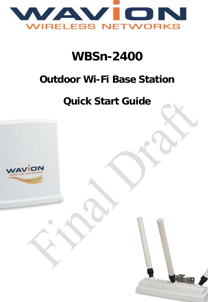    WBSn-2400 Outdoor Wi-Fi Base Station Quick Start Guide     