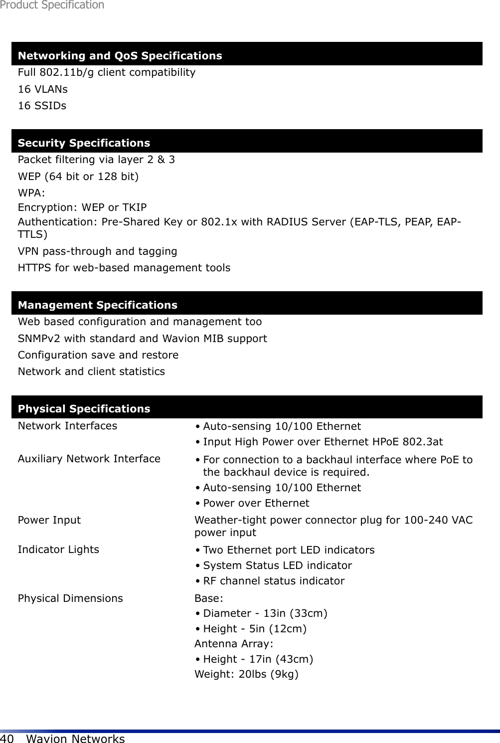 Wavion WS410 Metro Access Point User Manual ProactivePortal Server ...