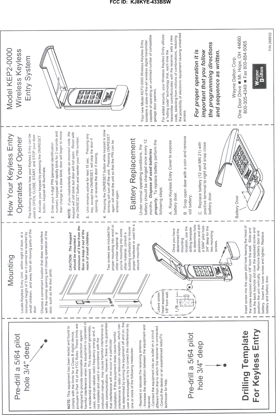 FCC ID:  KJ8KYE-433BSW