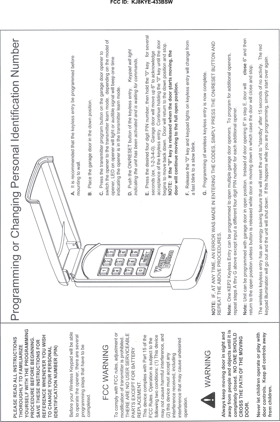 FCC ID:  KJ8KYE-433BSW