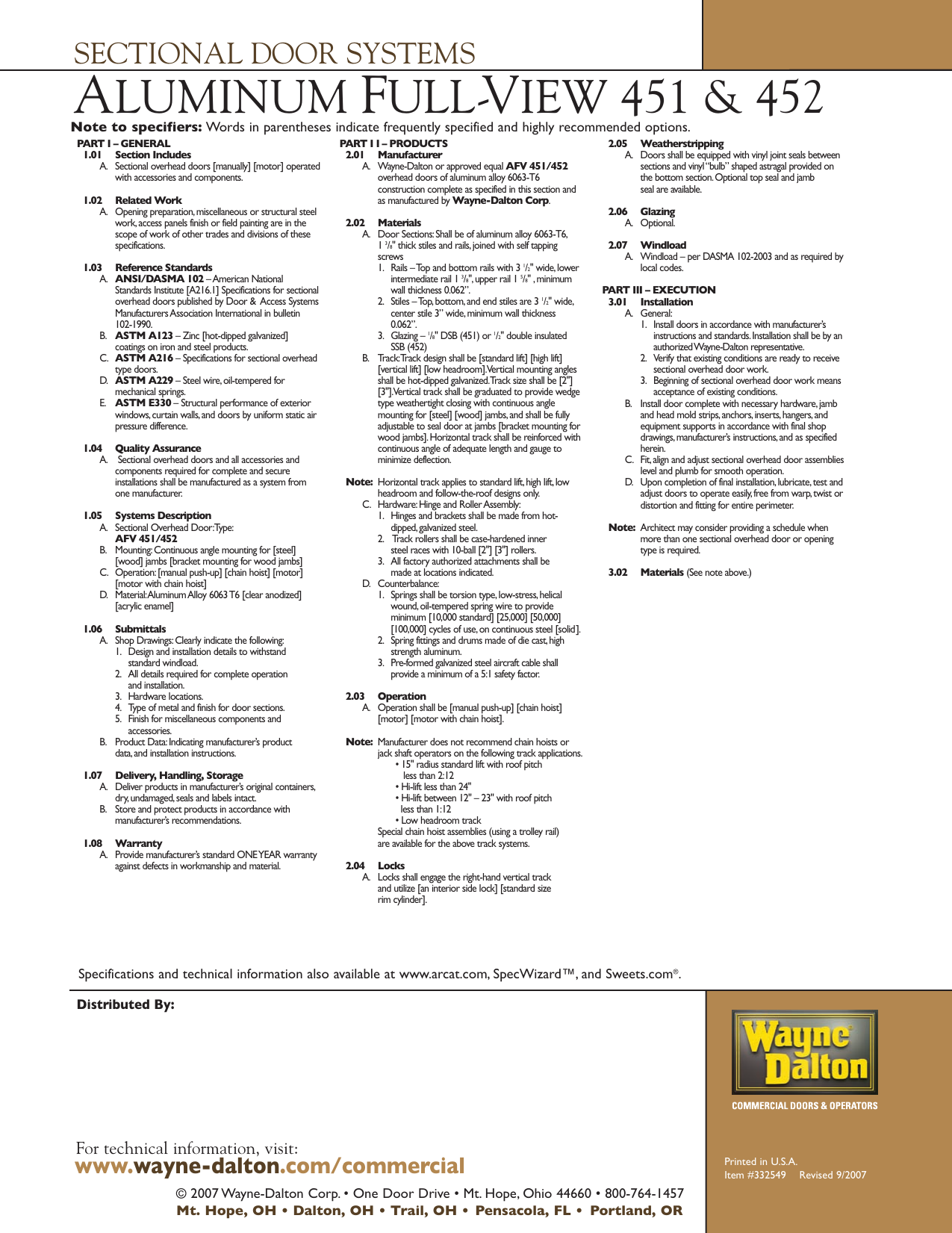 Page 4 of 4 - Wayne-Dalton Wayne-Dalton-Aluminum-Full-View-451-And-452-Users-Manual- Full View  Wayne-dalton-aluminum-full-view-451-and-452-users-manual