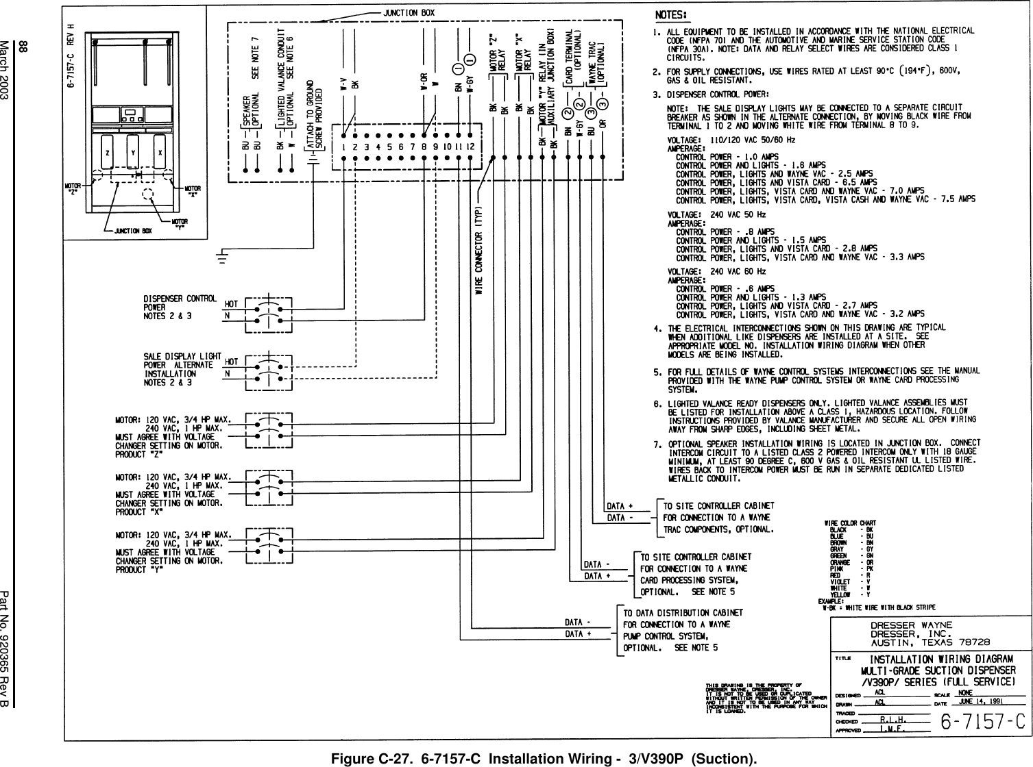 88March 2003 Part No. 920365 Rev B        Figure C-27.  6-7157-C  Installation Wiring -  3/V390P  (Suction).