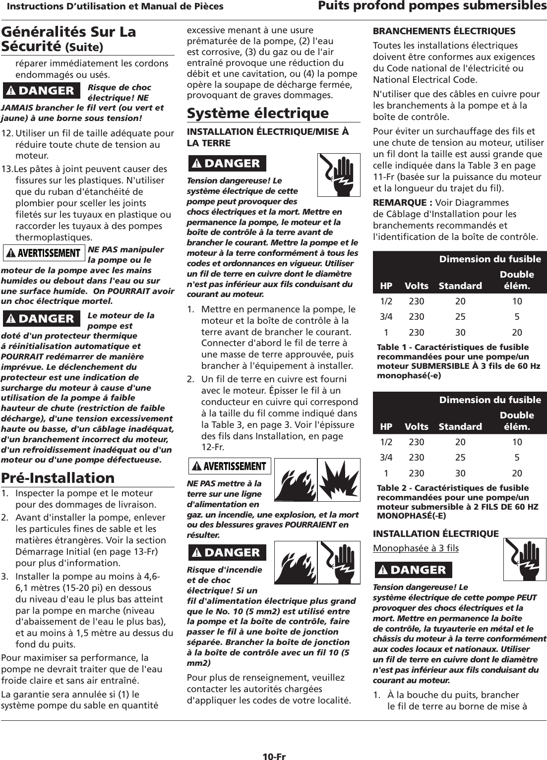 Wayne Submersible Pumps T100s10 2 Users Manual