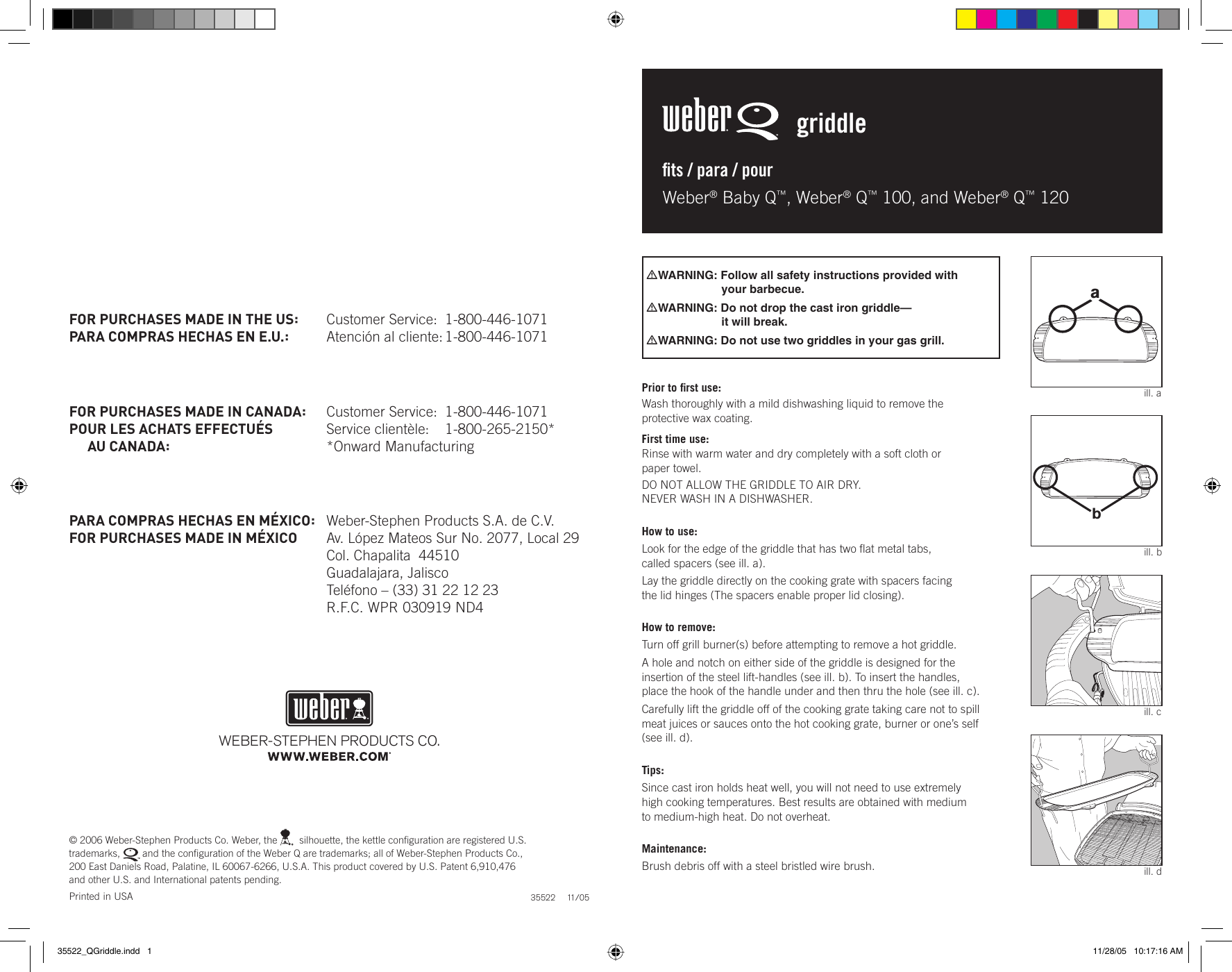 Page 1 of 2 - Weber Weber-Q-Griddle-Brochure- 35522_QGriddle  Weber-q-griddle-brochure