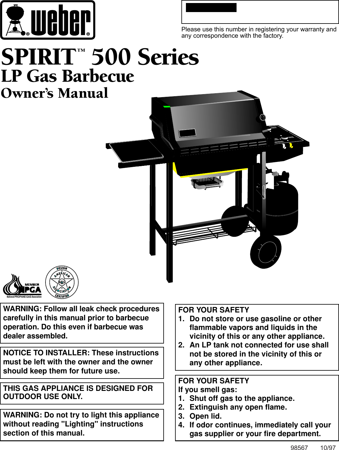 Weber Spirit Series Users Manual Lp Owners Guide Pdf File