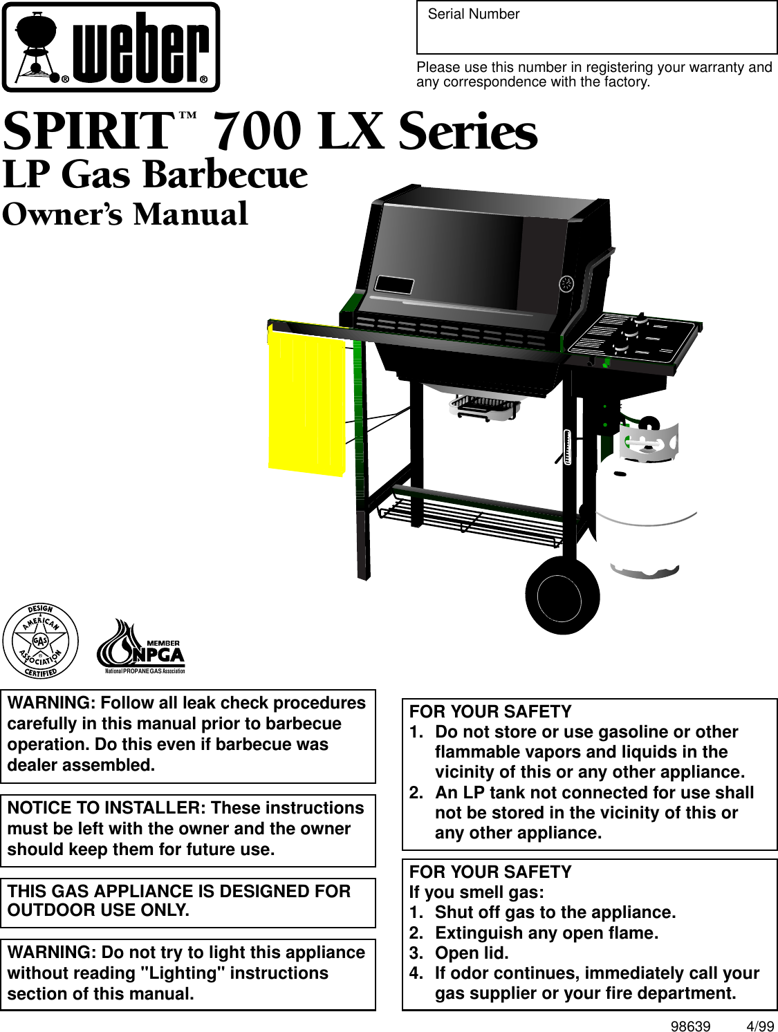 Weber Spirit 700 Lx Users Manual *Cover Page 6 S700LPLXU