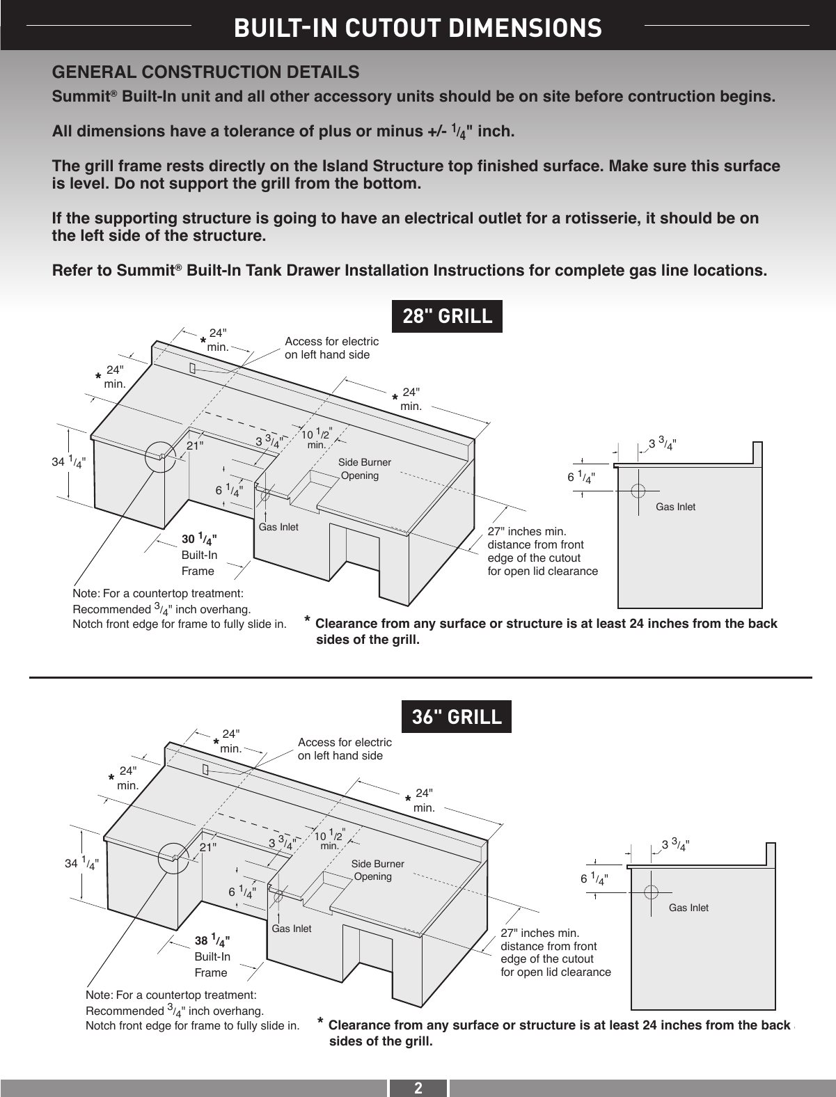 Page 2 of 6 - Weber Weber-Summit-Gold-D-Users-Manual- Summit Silver A - D Gold Built-In Dimensions 02/2004 PDF File  Weber-summit-gold-d-users-manual