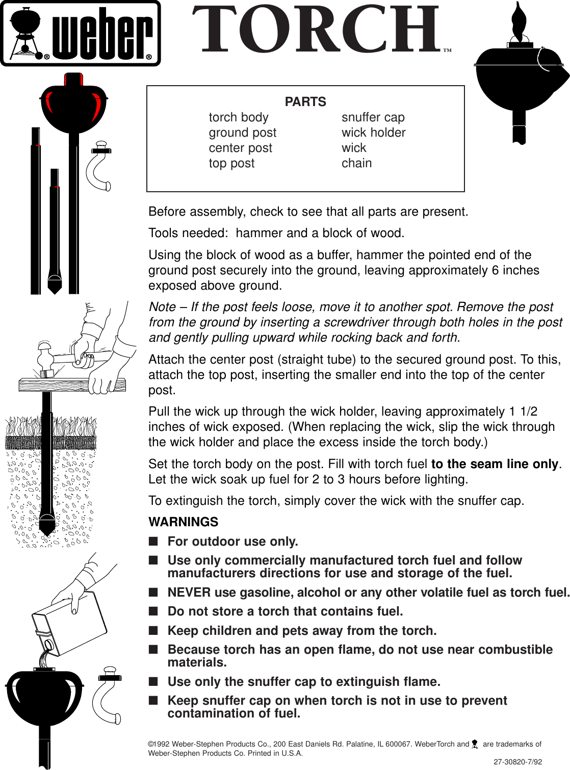Weber Torch Users Manual 30820 04/1993 PDF File