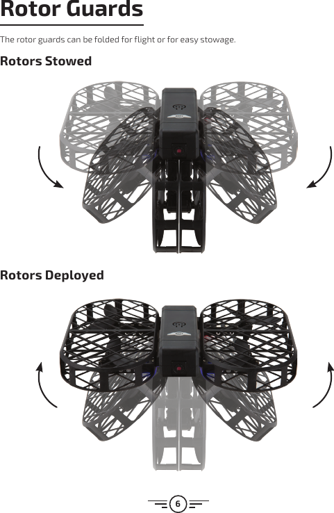 6Rotor GuardsThe rotor guards can be folded for flight or for easy stowage.Rotors StowedRotors Deployed