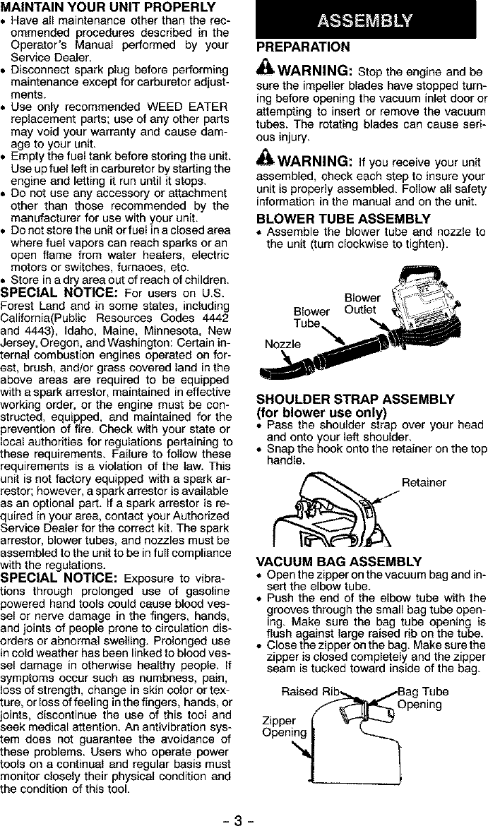 Page 3 of 8 - Weed Eater BARRACUDA SV30 User Manual  BLOWER POWER - Manuals And Guides L0403164