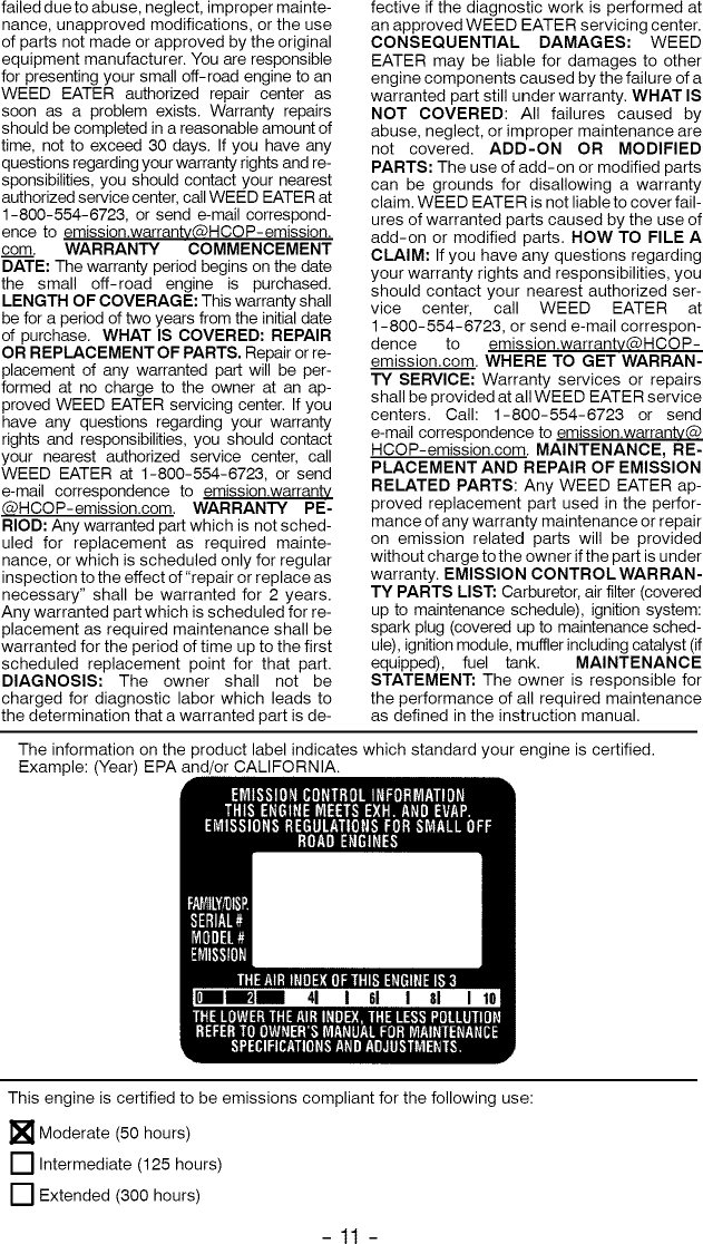 Page 11 of 11 - Weed Eater FB25 User Manual  BLOWER - Manuals And Guides L0905231