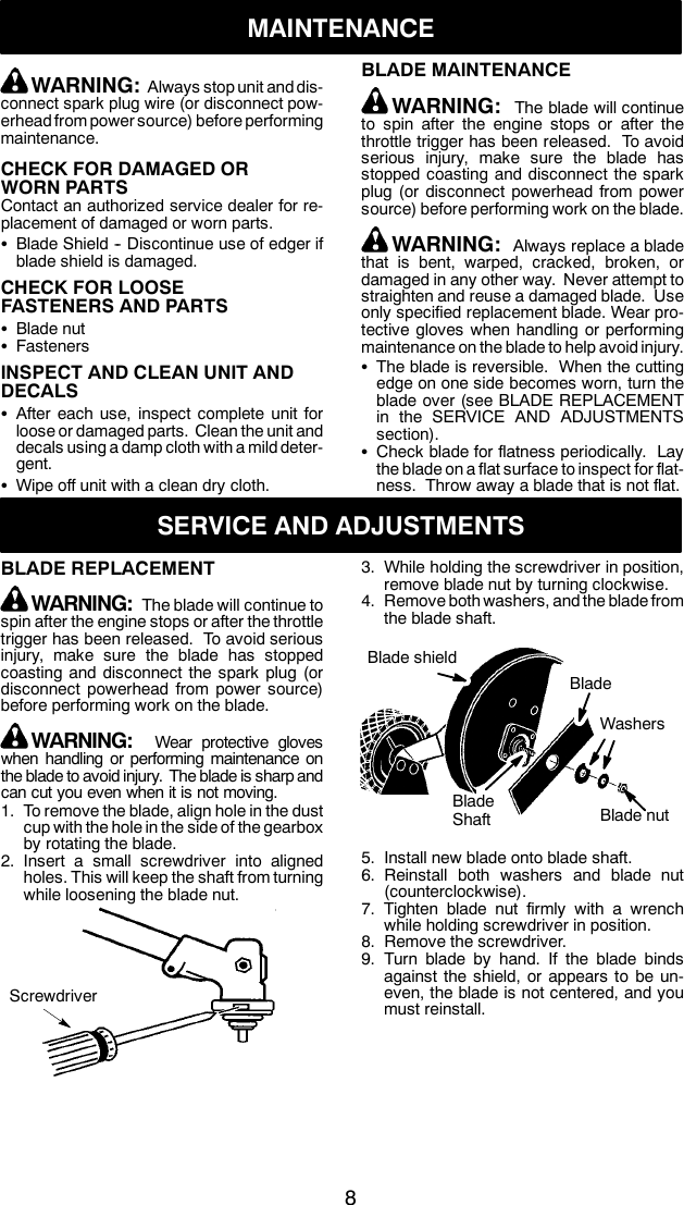 Weed Eater 1000E Instruction Manual OM, 1000E, 2004 01, TRIMMERS/EDGERS