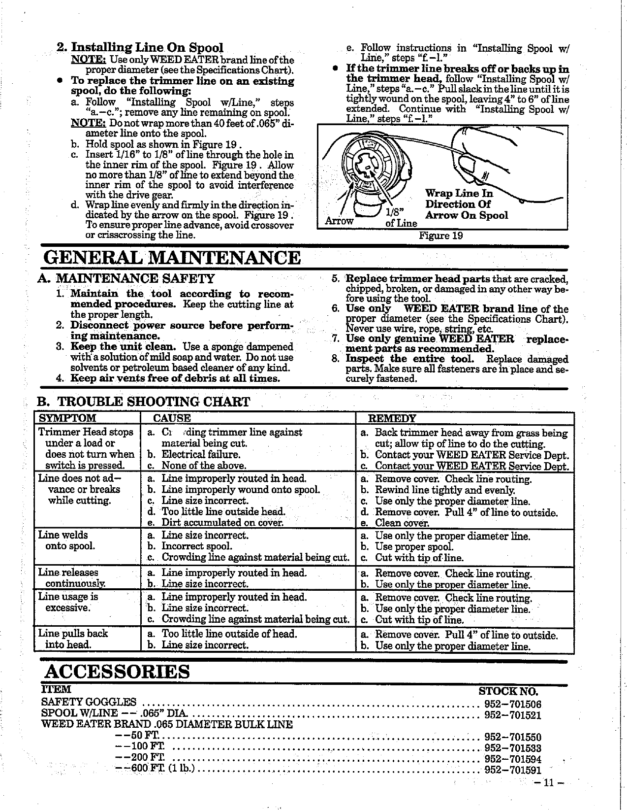 Page 11 of 12 - Weed-Eater Weed-Eater-1212-Operators-Manual- OM, 1212, 1994-04, TRIMMERS/EDGERS, ENGLISH  Weed-eater-1212-operators-manual
