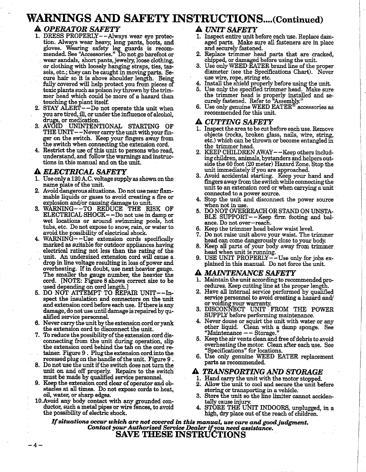Page 4 of 12 - Weed-Eater Weed-Eater-1212-Operators-Manual- OM, 1212, 1994-04, TRIMMERS/EDGERS, ENGLISH  Weed-eater-1212-operators-manual