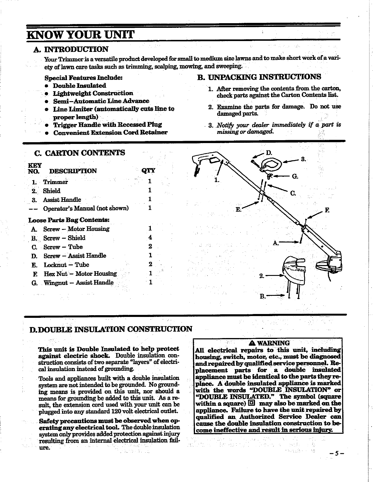 Page 5 of 12 - Weed-Eater Weed-Eater-1212-Operators-Manual- OM, 1212, 1994-04, TRIMMERS/EDGERS, ENGLISH  Weed-eater-1212-operators-manual