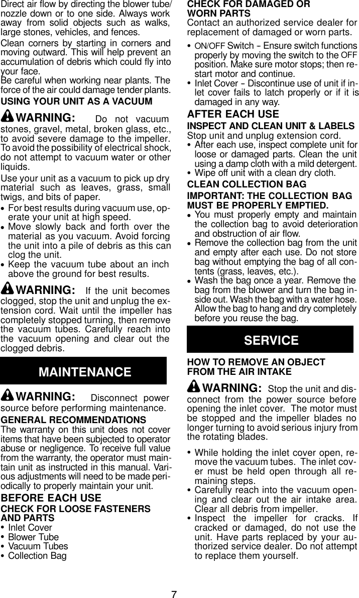 Page 7 of 9 - Weed-Eater Weed-Eater-2510-Instruction-Manual- OM, 2500 SERIES, 2600 2003-02, BLOWERS  Weed-eater-2510-instruction-manual