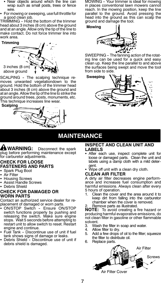 Page 7 of 11 - Weed-Eater Weed-Eater-530163333-Instruction-Manual- OM, FEATHERLITE, FEATHERLITE PLUS, XT200, 2004-10, TRIMMERS/EDGERS, 952711334, 952711424, 952711432, 952711458, 952711768  Weed-eater-530163333-instruction-manual