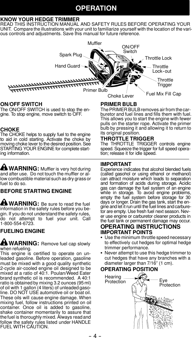 Page 4 of 10 - Weed-Eater Weed-Eater-530163751-Instruction-Manual- OM, GHT 220, 2003-10, HEDGE TRIMMERS/POLE TRIMMERS  Weed-eater-530163751-instruction-manual