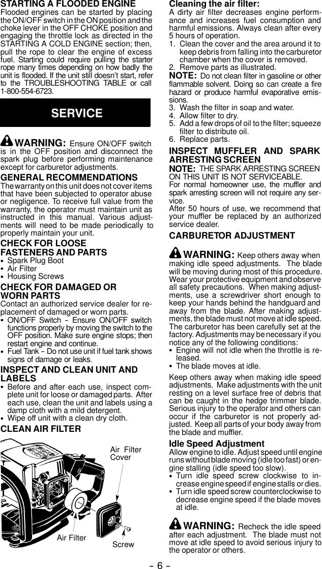 Page 6 of 10 - Weed-Eater Weed-Eater-530163751-Instruction-Manual- OM, GHT 220, 2003-10, HEDGE TRIMMERS/POLE TRIMMERS  Weed-eater-530163751-instruction-manual