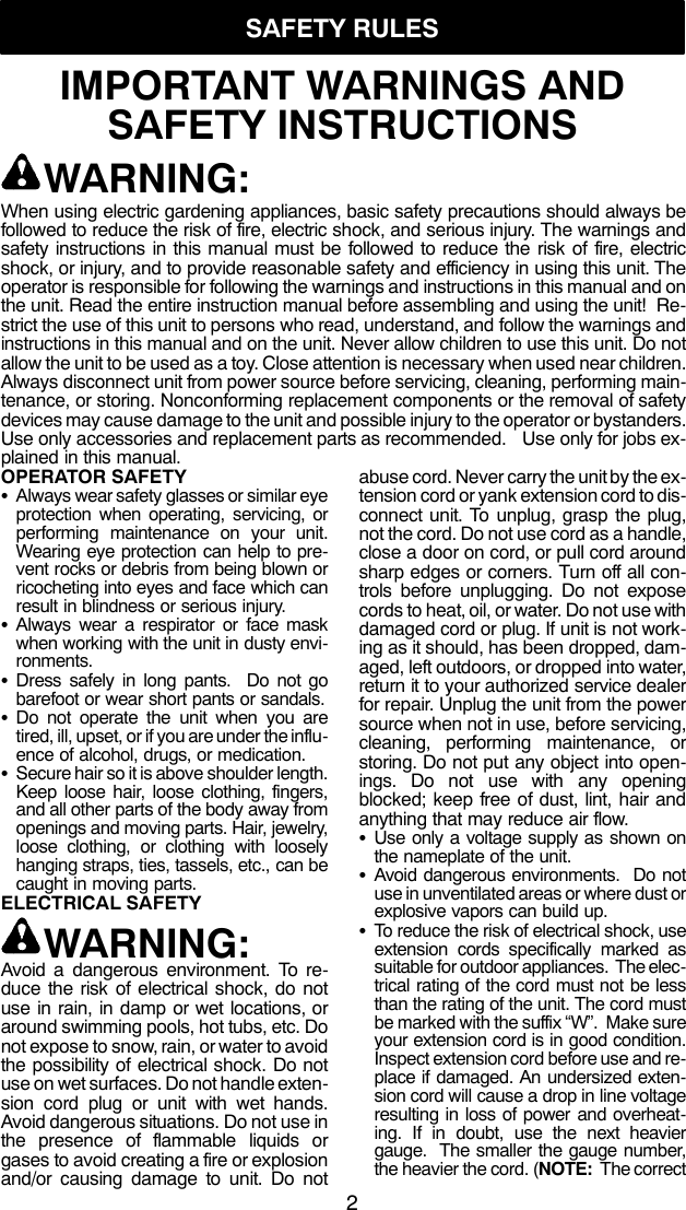 Weed Eater 545186754 Instruction Manual OM, EBV200W, 2010 04, BLOWERS, 952711852