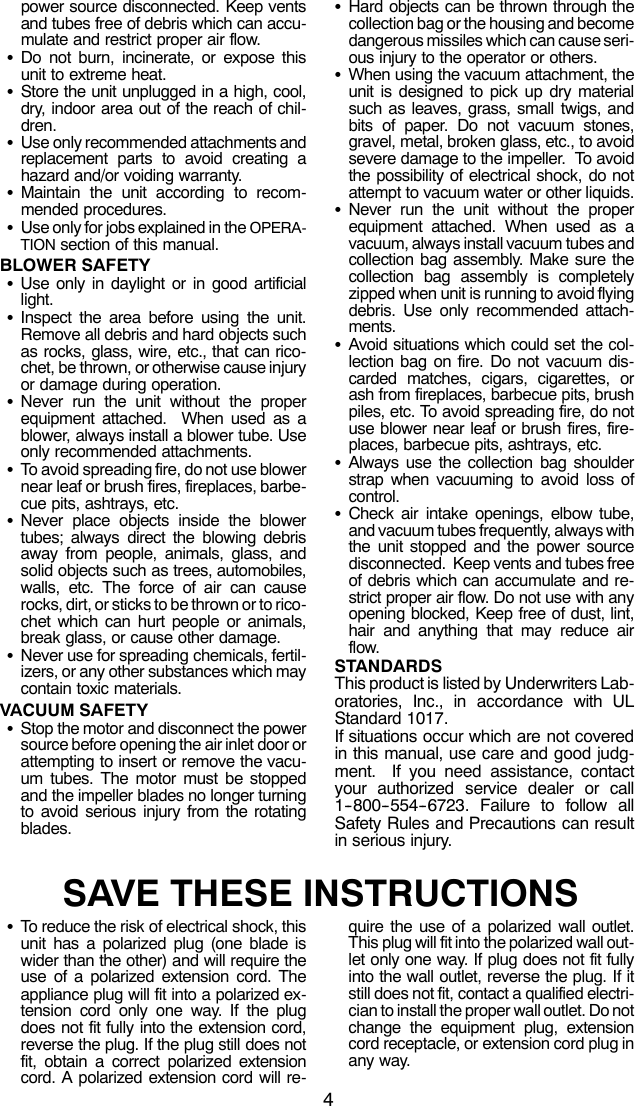 Weed Eater 545186754 Instruction Manual OM, EBV200W, 2010 04, BLOWERS, 952711852