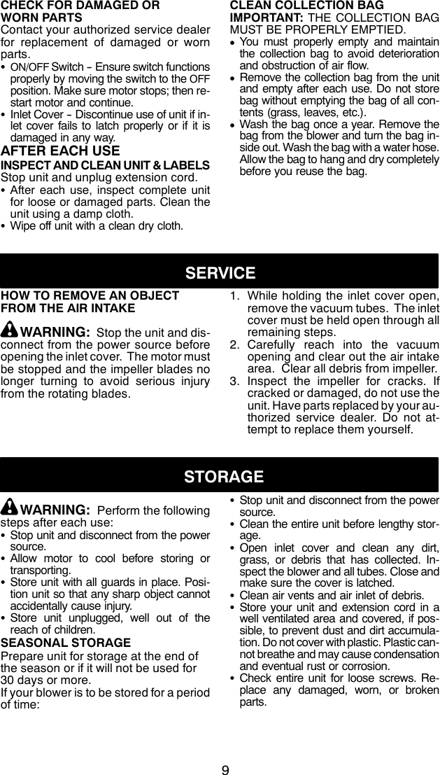 Weed Eater 545186754 Instruction Manual OM, EBV200W, 2010 04, BLOWERS, 952711852