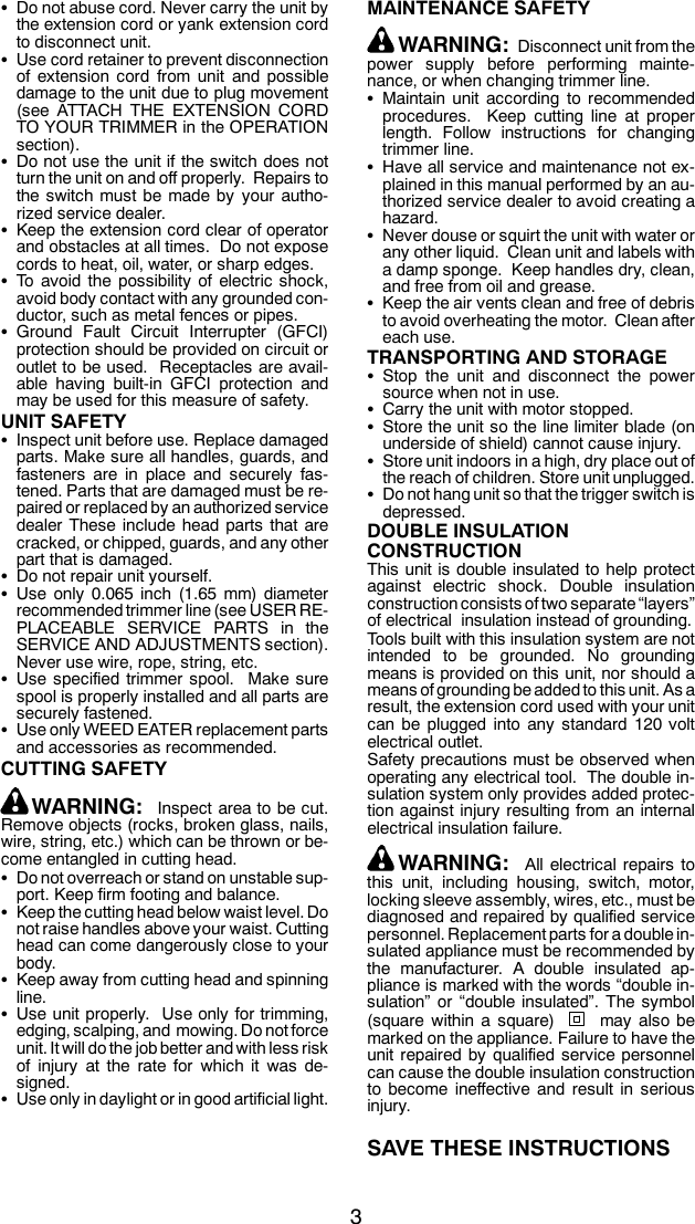 Page 3 of 10 - Weed-Eater Weed-Eater-952711905-Instruction-Manual- OM, RTE112C, 2010-04, TRIMMERS, 952711905  Weed-eater-952711905-instruction-manual