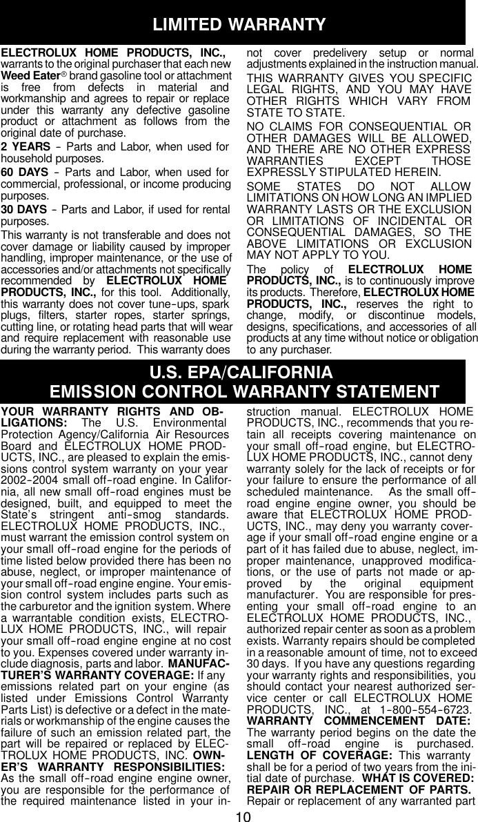 Page 10 of 11 - Weed-Eater Weed-Eater-Le-Instruction-Manual- Weed-eater-le-instruction-manual