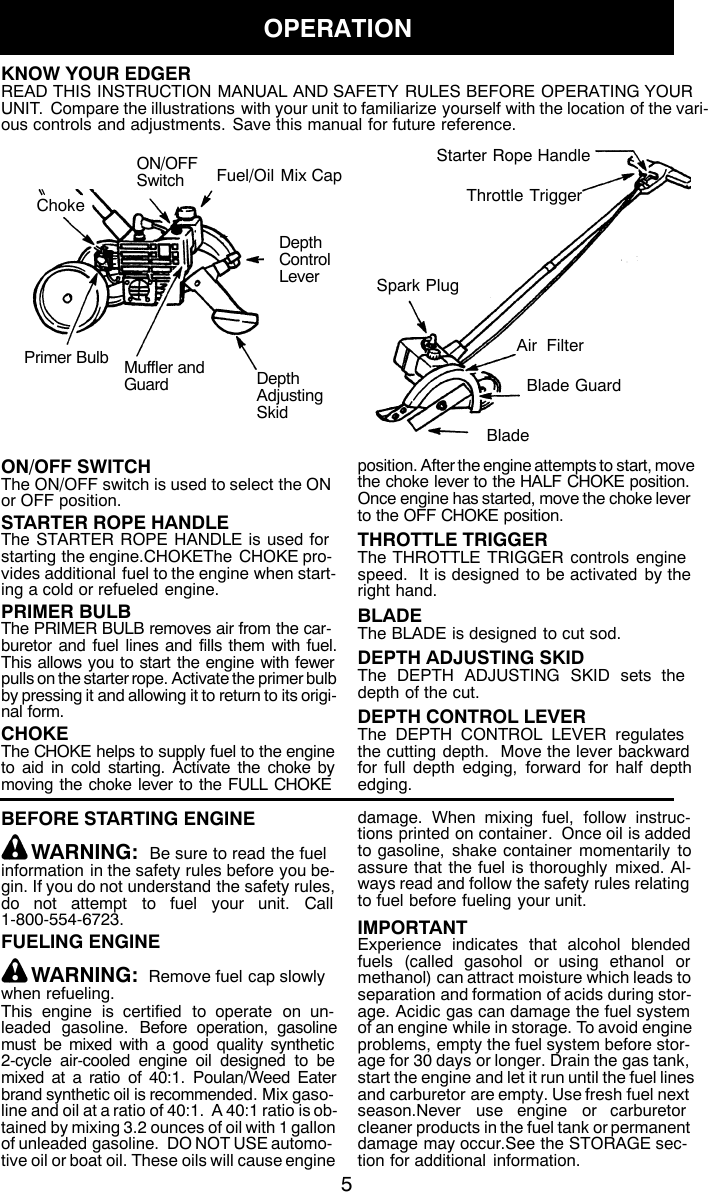 Page 5 of 12 - Weed-Eater Weed-Eater-Pe550-Instruction-Manual-  Weed-eater-pe550-instruction-manual