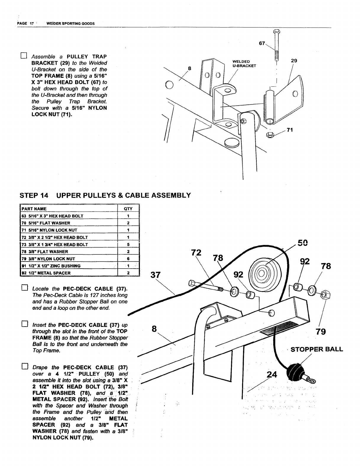 Weider 15601 User Manual POWER GYM SINGLE STATION HOME Manuals And