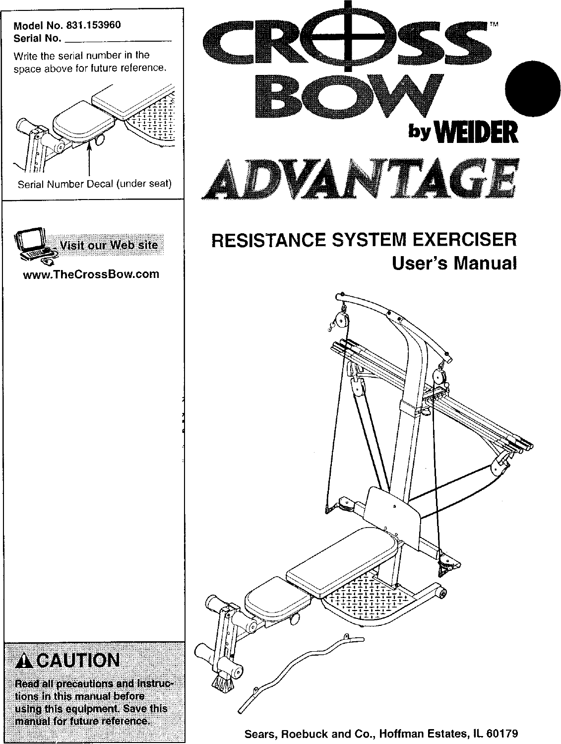 Weider 831153960 User Manual CROSSBOW ADVANTAGE Manuals And Guides