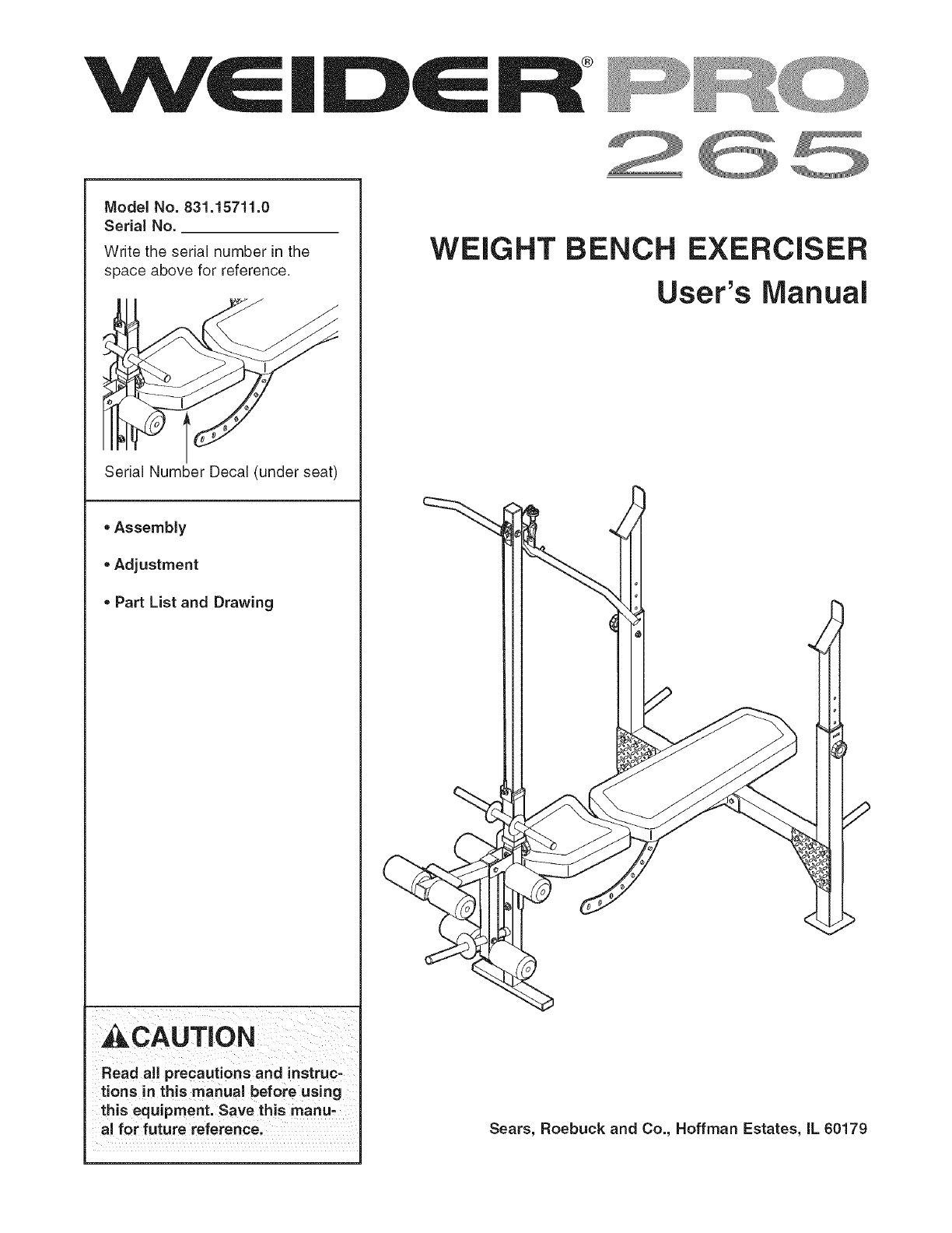 Weider Weight Bench Exercise Chart