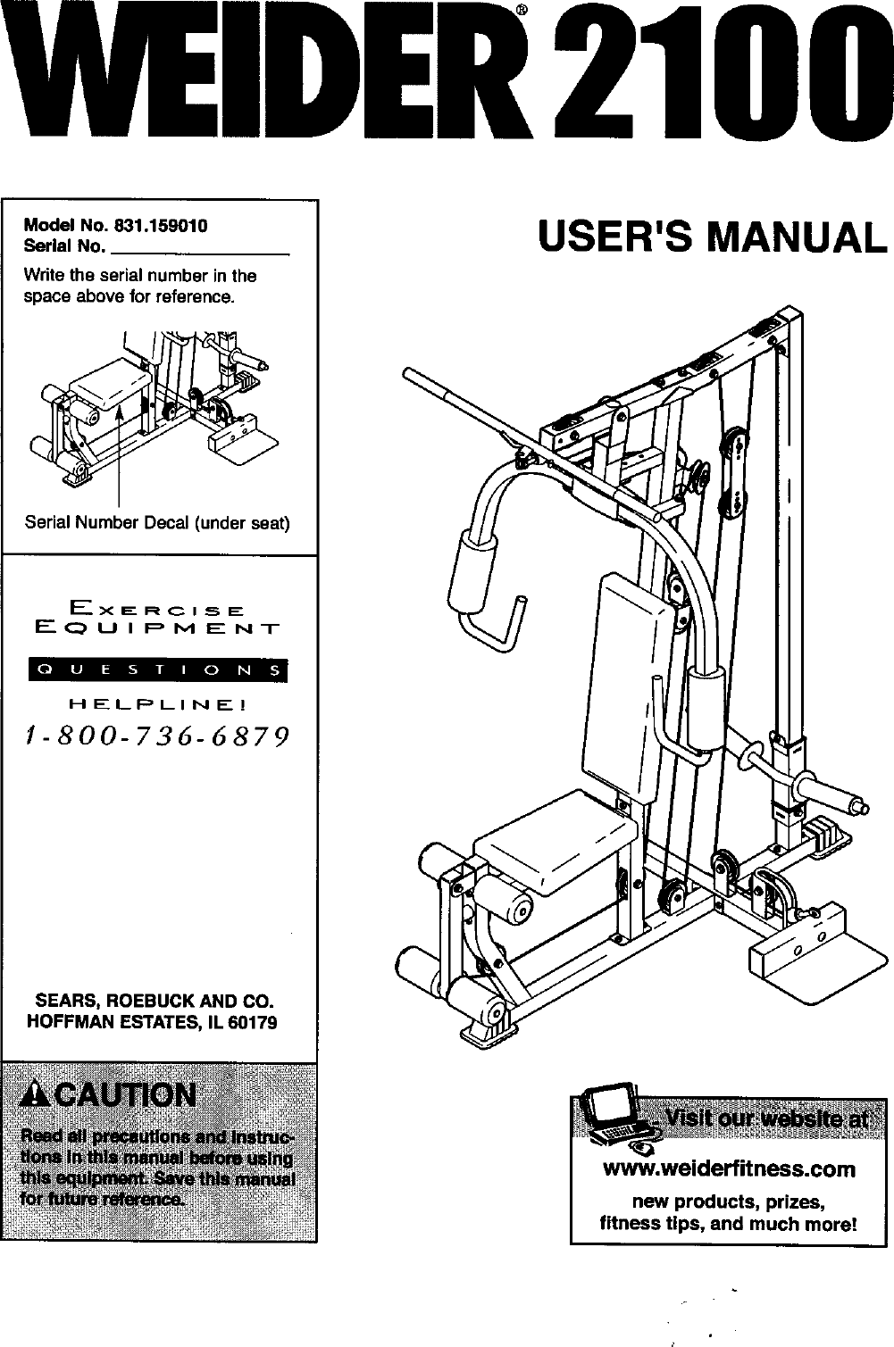 Weider 831159010 User Manual 2100 Manuals And Guides L0303319