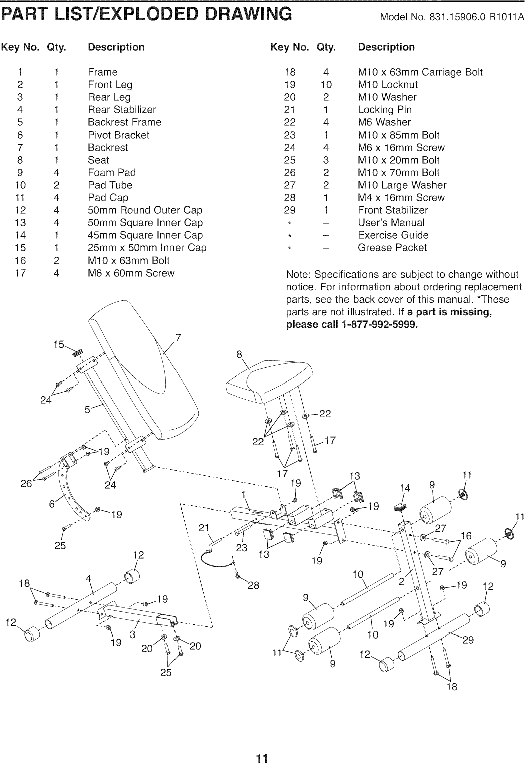 Page 11 of 12 - Weider 831159060 User Manual  PRO 255L - Manuals And Guides 1008634L