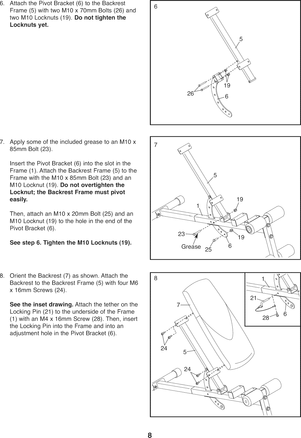 Page 8 of 12 - Weider 831159060 User Manual  PRO 255L - Manuals And Guides 1008634L