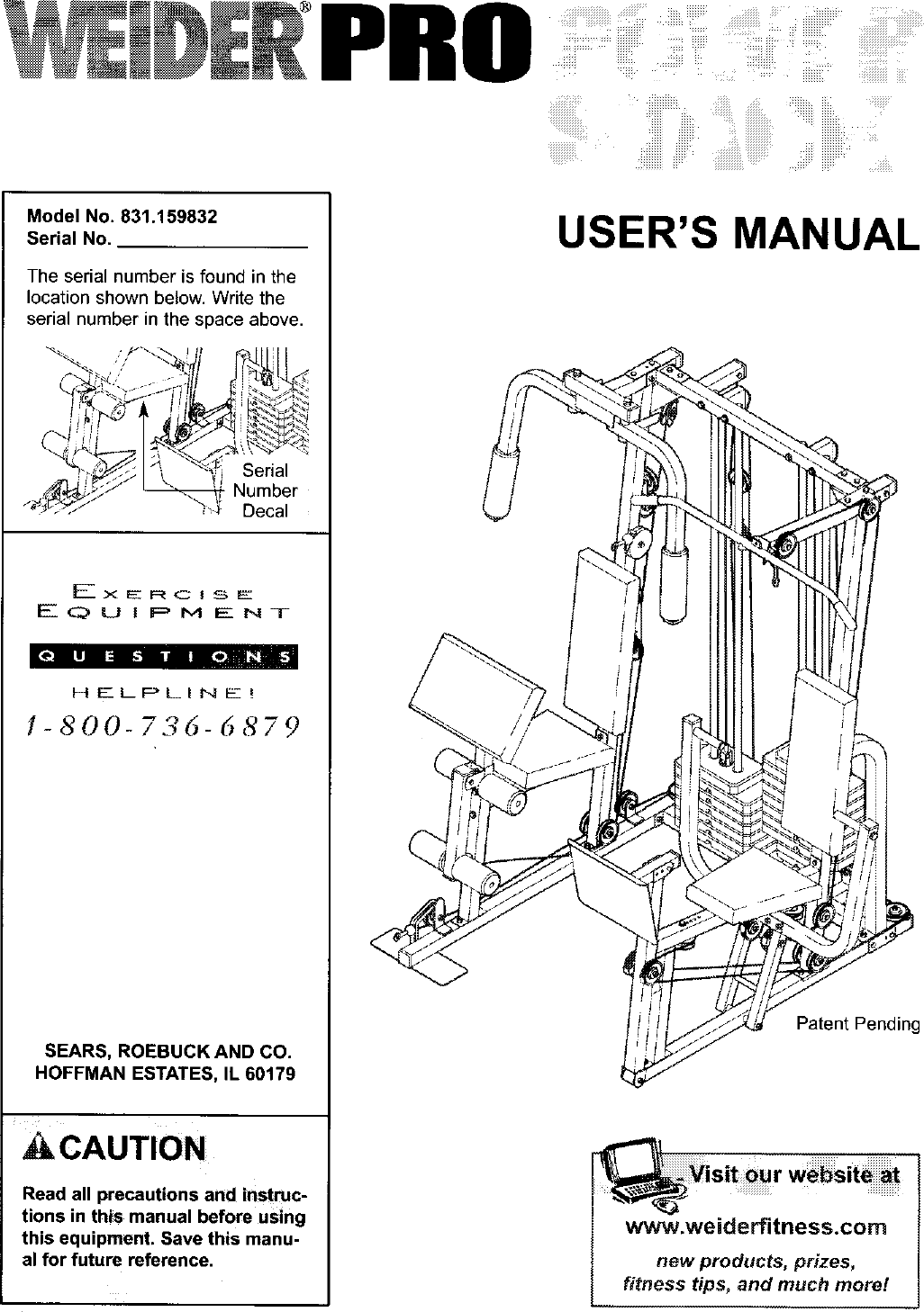 Weider 831159832 User Manual PRO POWER STACK Manuals And Guides L0402117