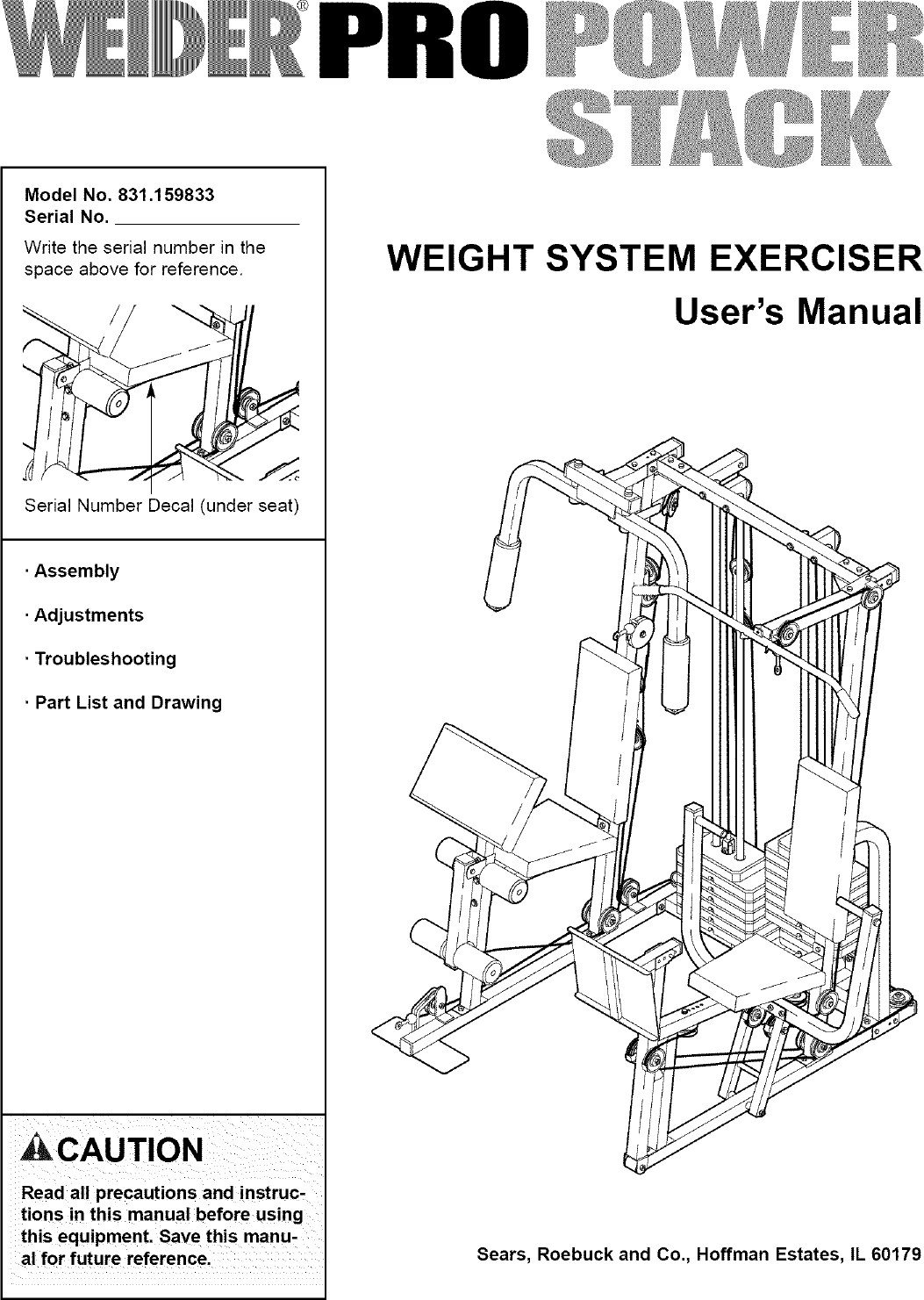 Weider Pro Power Stack 550 Exercise Chart