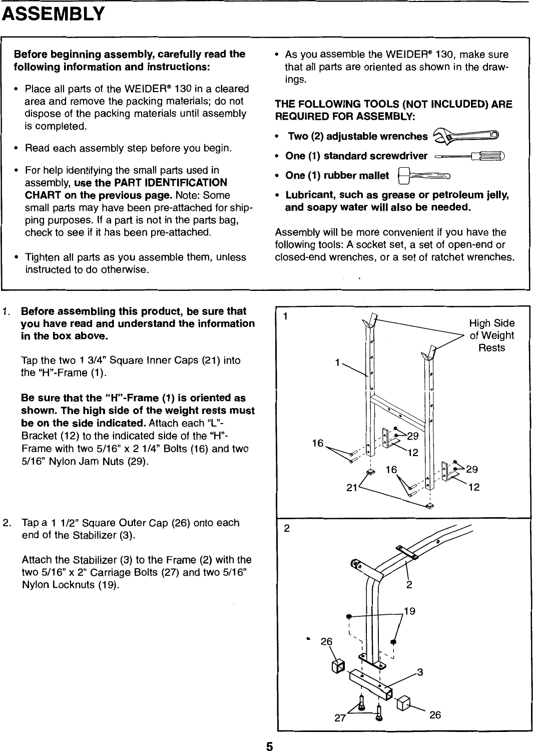 Page 5 of 12 - Weider Weider-130-Bench-Webe1306-Users-Manual-  Weider-130-bench-webe1306-users-manual