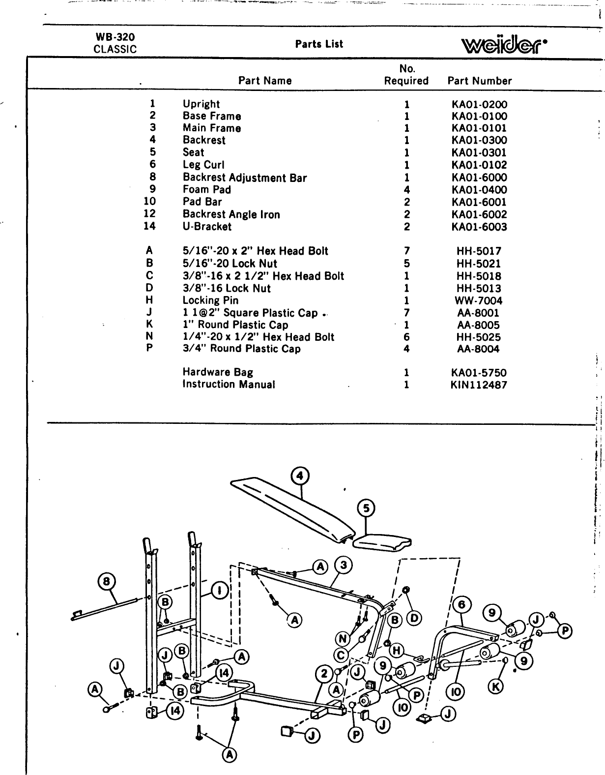 Page 2 of 7 - Weider Weider-320-Classic-Bench-Wb320-Users-Manual-  Weider-320-classic-bench-wb320-users-manual