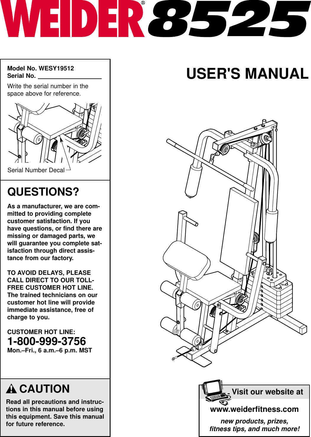 Weider 8525 Workout Chart