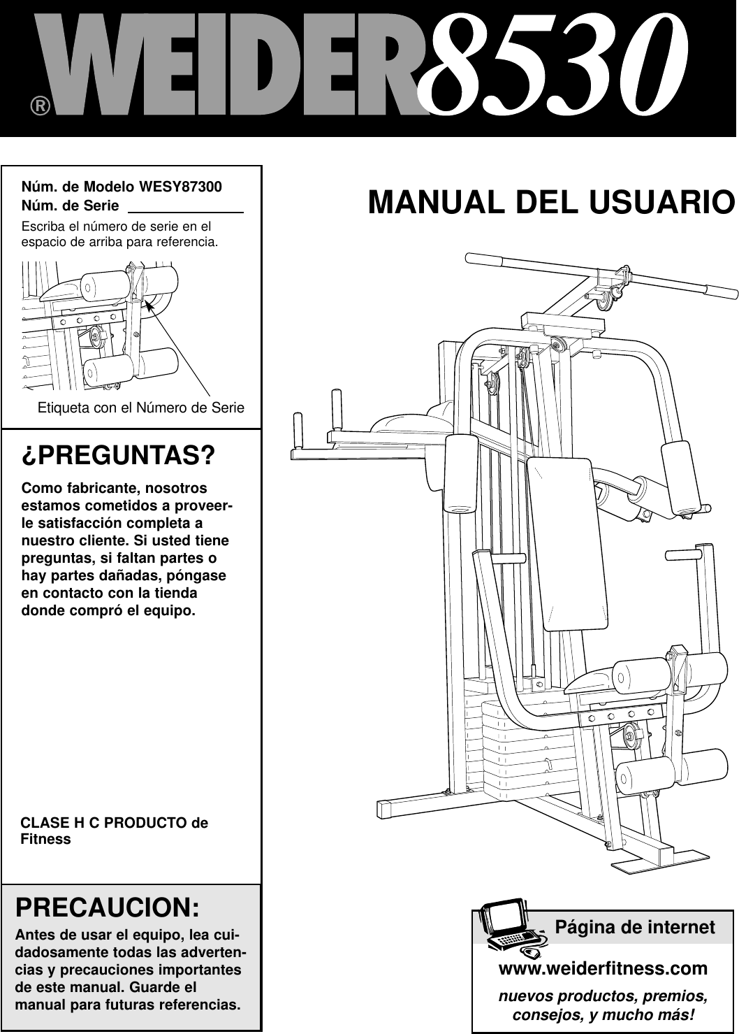 Weider 8530 User Manual