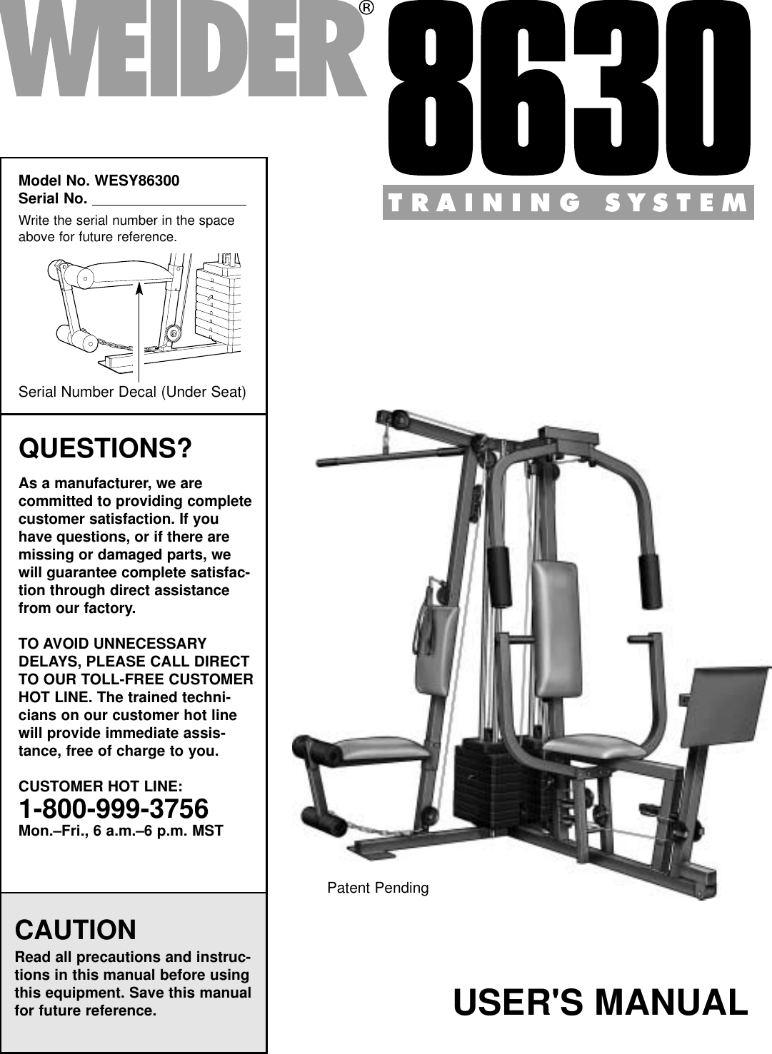 Weider 740 Exercise Chart