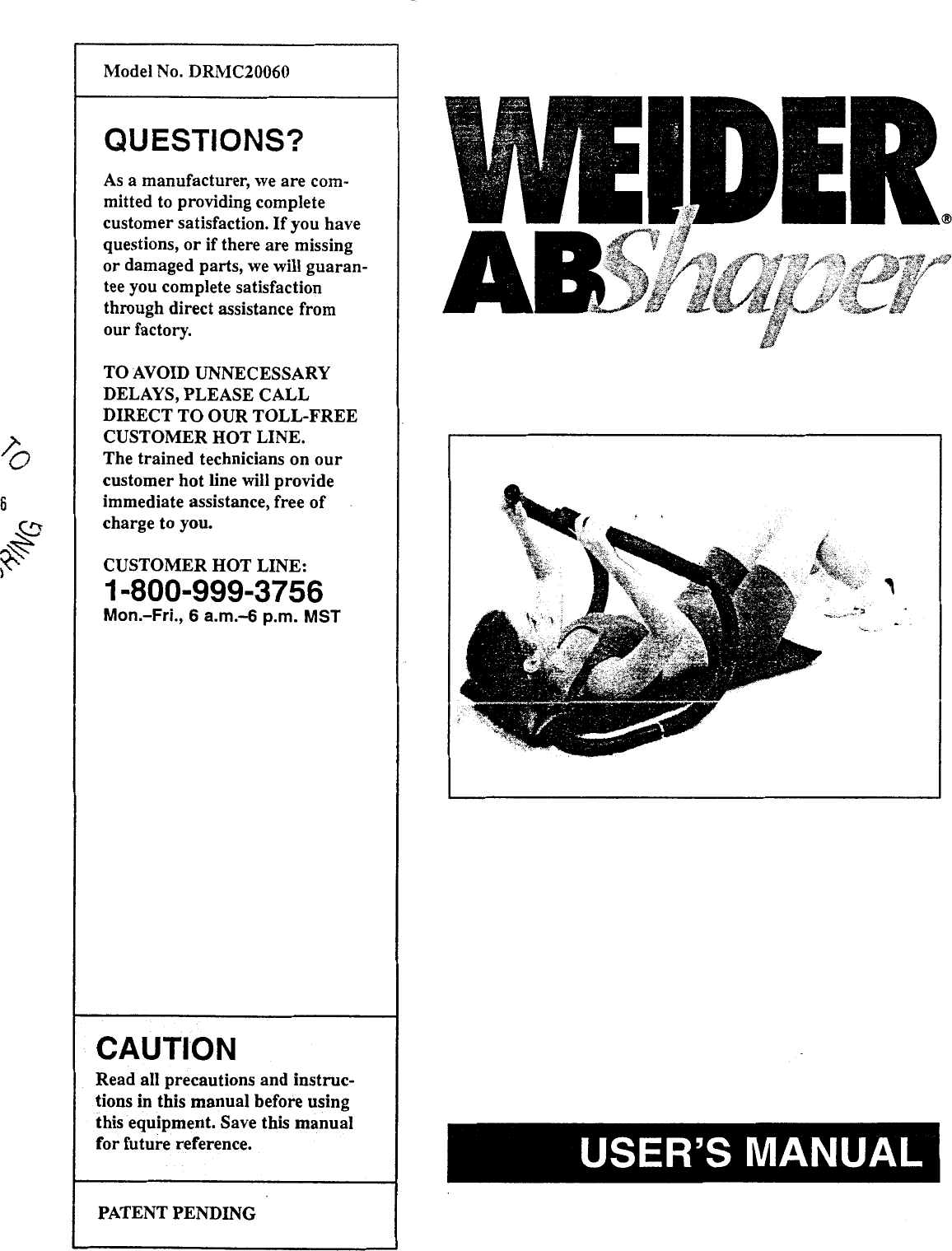 Page 1 of 8 - Weider Weider-Ab-Shaper-Drmc2006-Users-Manual-  Weider-ab-shaper-drmc2006-users-manual