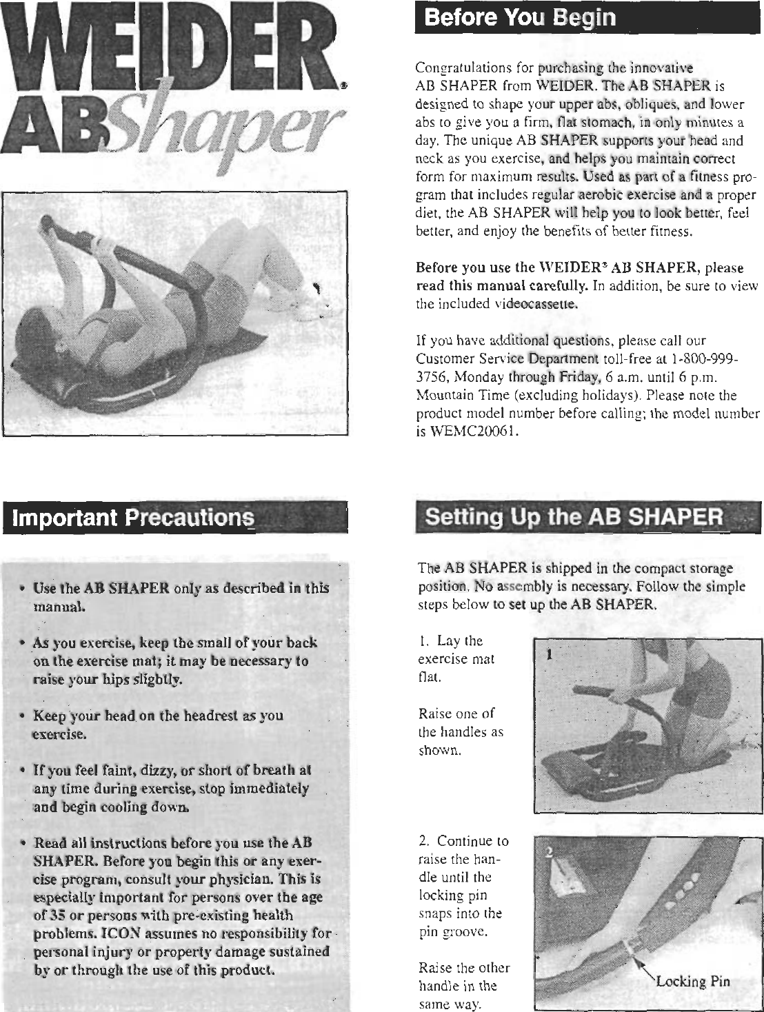 Page 3 of 8 - Weider Weider-Ab-Shaper-Wemc2006-Users-Manual-  Weider-ab-shaper-wemc2006-users-manual