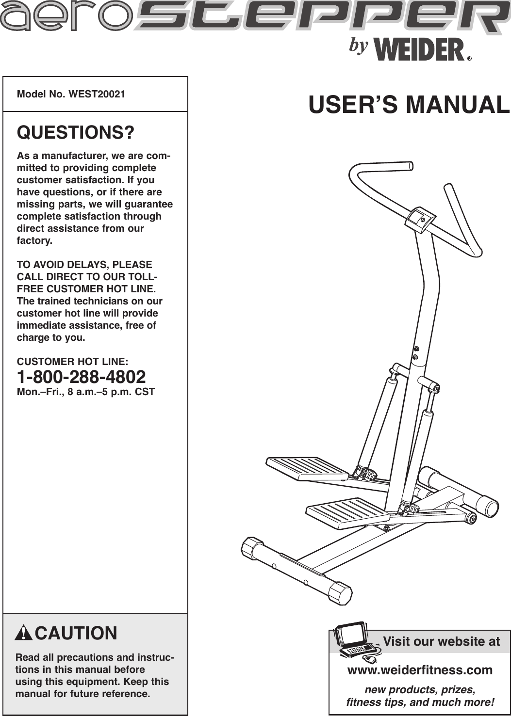 Page 1 of 12 - Weider Weider-Aerostepper-West2002-Users-Manual- 285430  Weider-aerostepper-west2002-users-manual