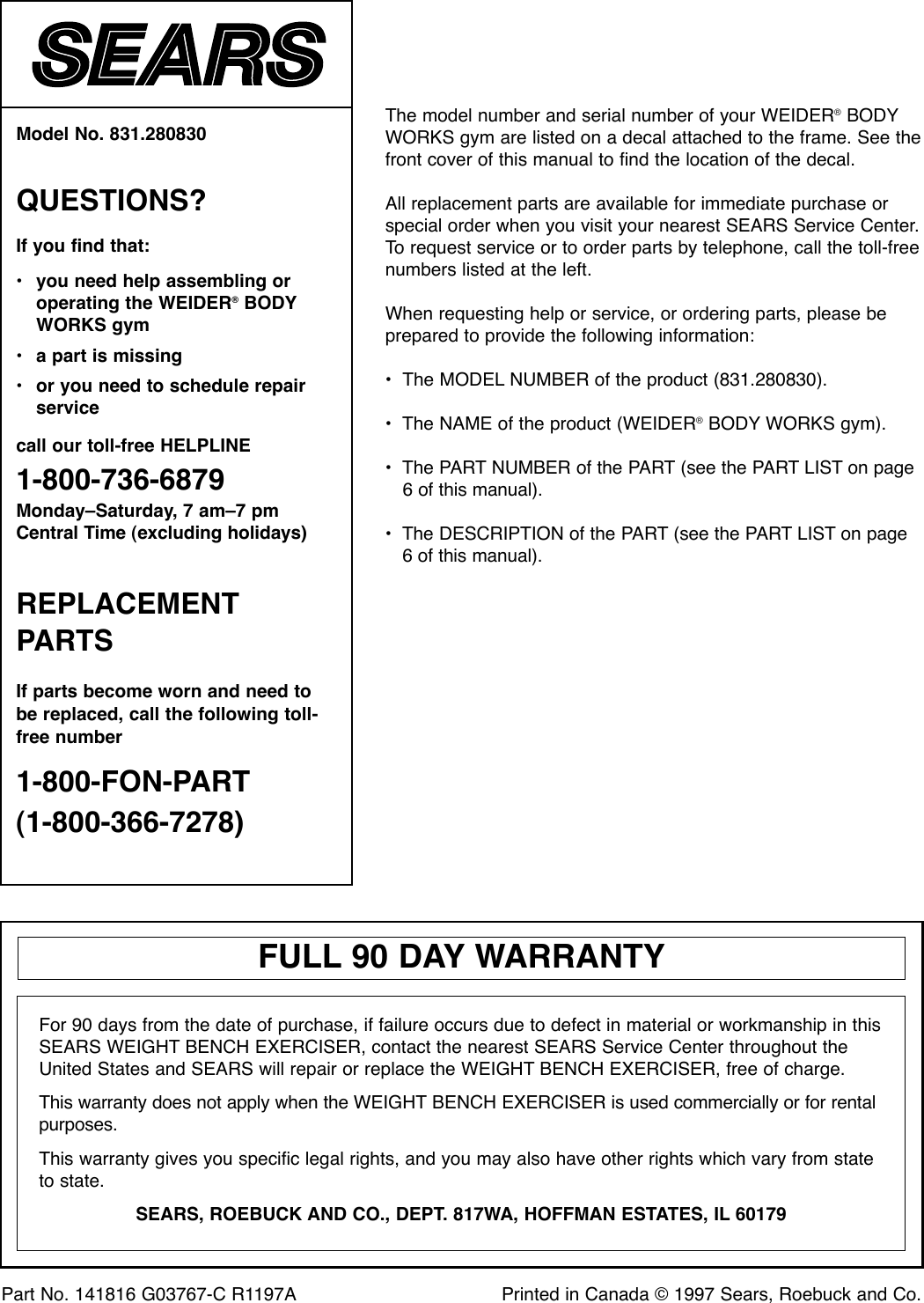 ... Array - weider body works 28083 users manual 831 280830 141816 rh  usermanual wiki