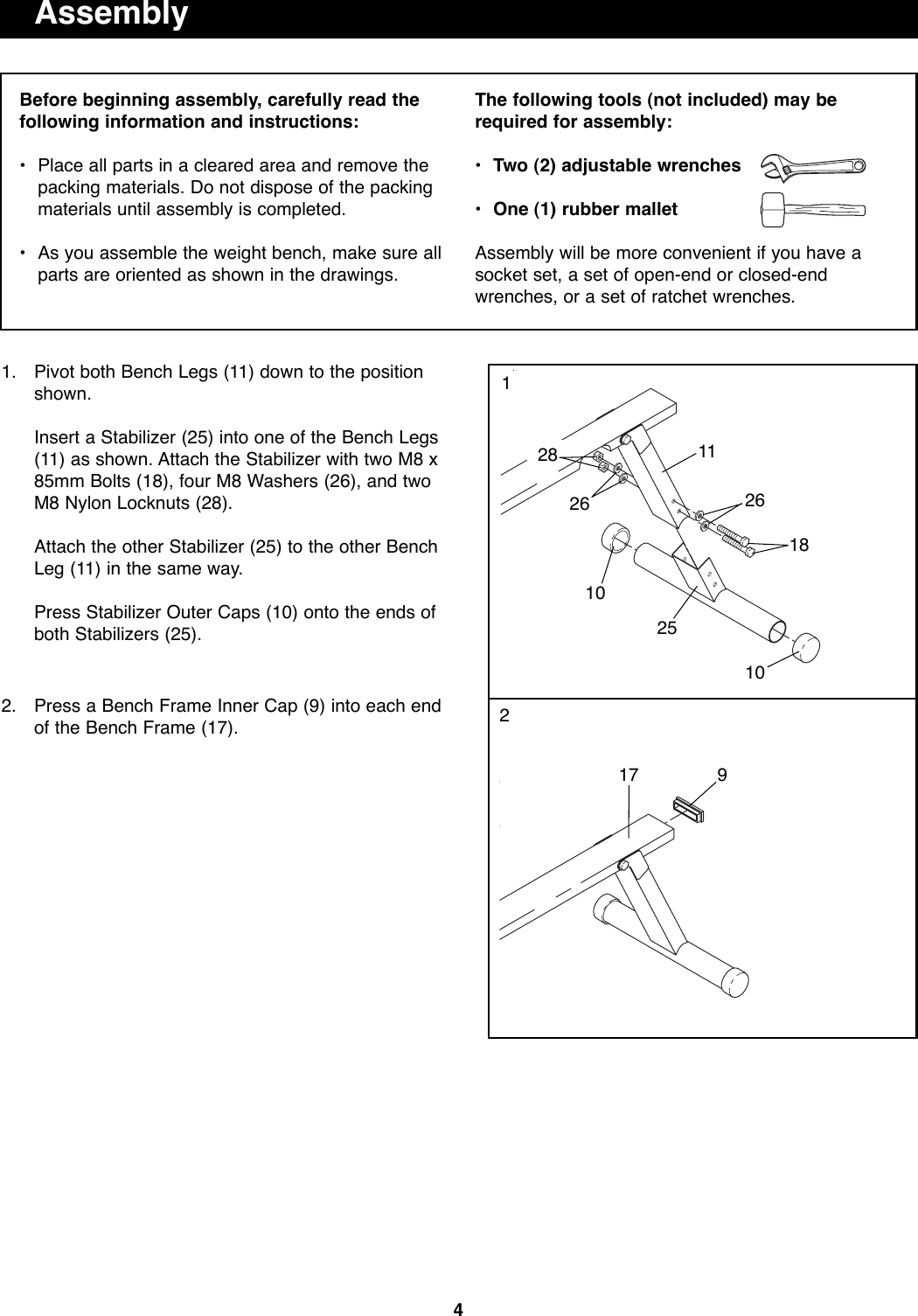 Page 4 of 12 - Weider Weider-Club-Bench-Rack-Habr60-Users-Manual- *HABR60-170919  Weider-club-bench-rack-habr60-users-manual